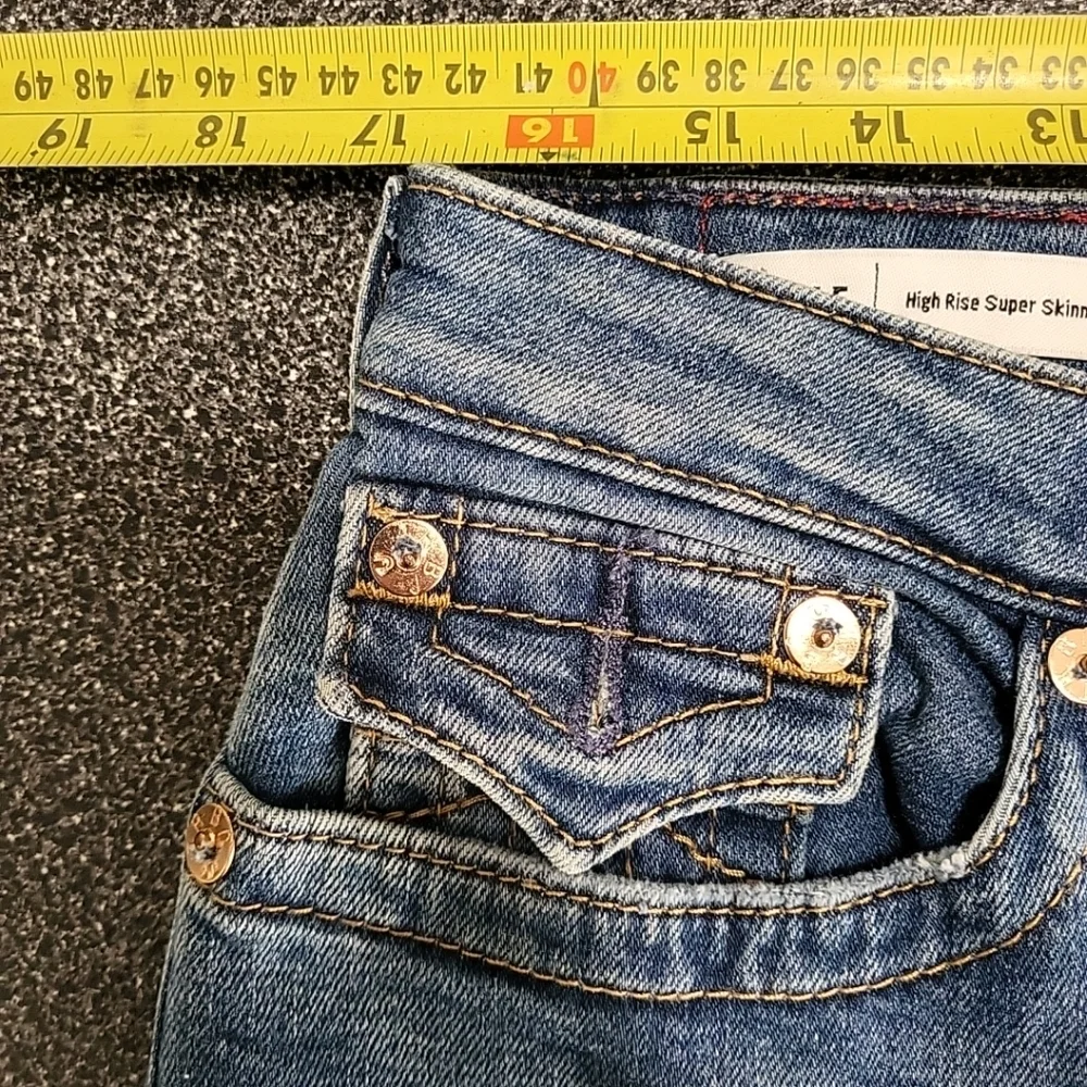True Religion Women's Jeans Size 34 Halle High Rise Super Skinny Distressed - Picture 13 of 16